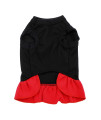 Classic American Rhinestone Dog Dress - Black with Red Skirt
